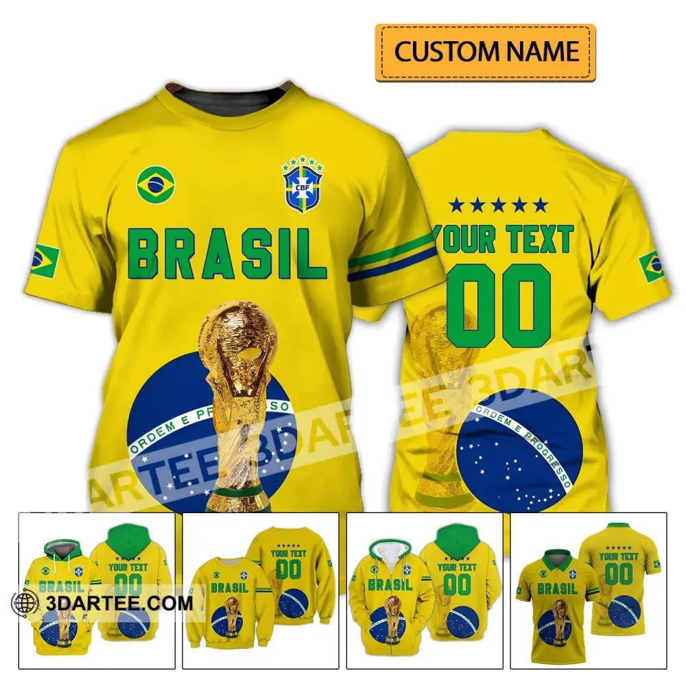 Unisex Shirt - Custom Name And Number Brazil Go Champions Selecao Campeao Sport T-Shirt