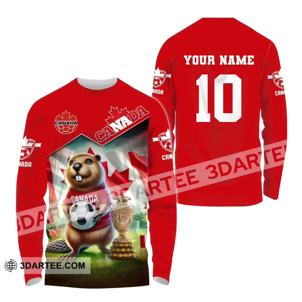 Unisex Shirt Custom Name And Number Canada Football Polo Euro 2024 Hoodie Long Sleeve / S T-Shirt