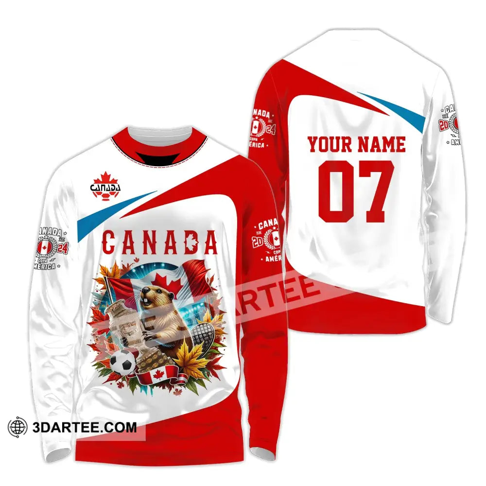 Unisex Shirt - Custom Name And Number Canada Team Copa 2024 Long Sleeve / S T-Shirt