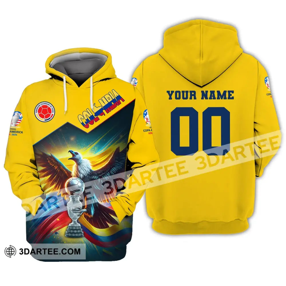 Unisex Shirt Custom Name And Number Colombia Football Euro 2024 Polo Long Sleeve Hoodie / S T-Shirt