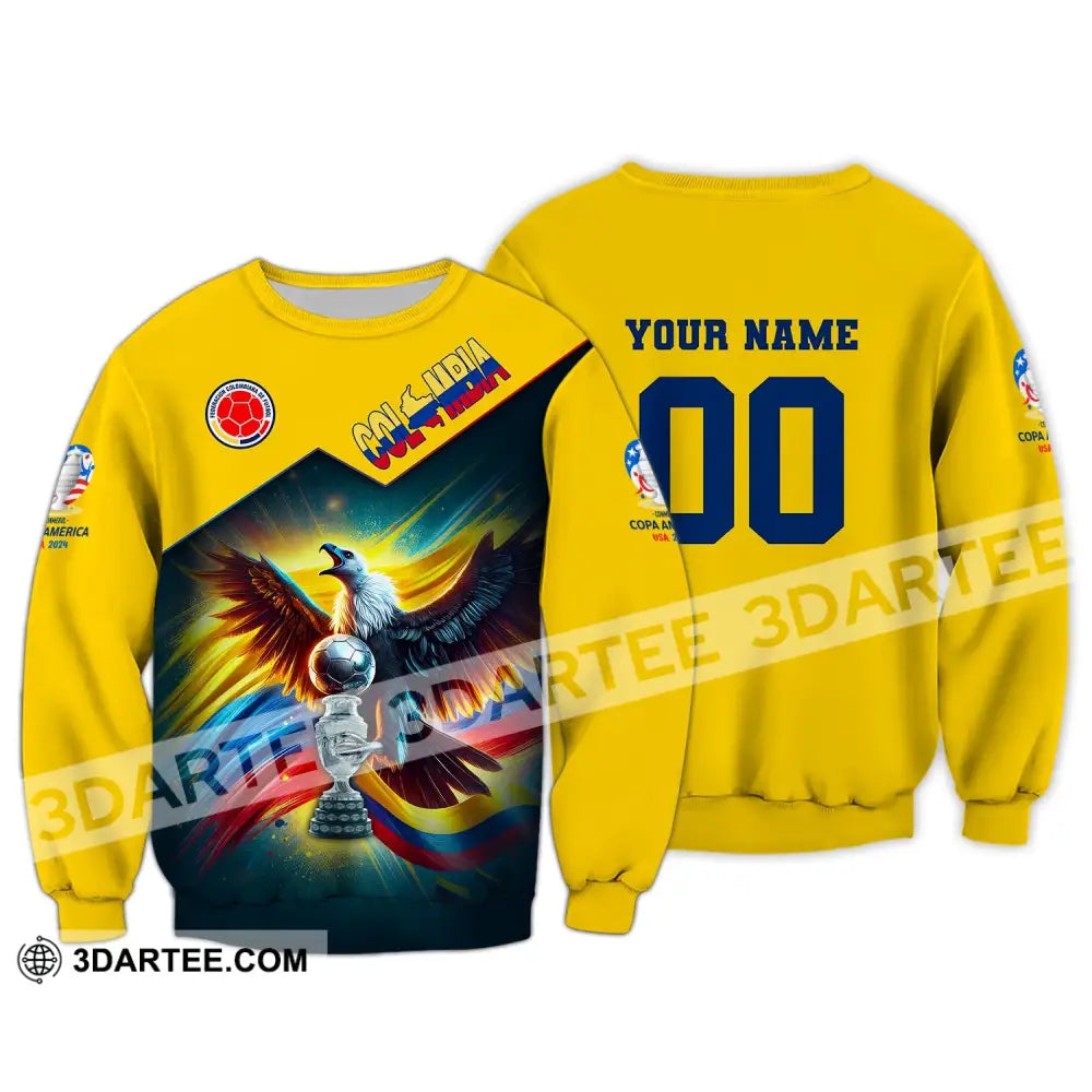 Unisex Shirt Custom Name And Number Colombia Football Euro 2024 Polo Long Sleeve / S T-Shirt