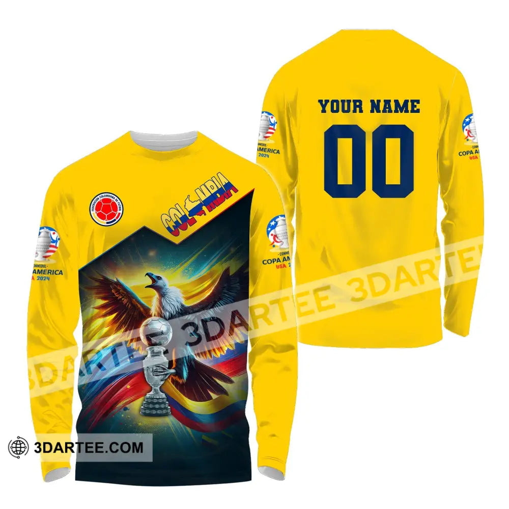 Unisex Shirt Custom Name And Number Colombia Football Euro 2024 Polo Long Sleeve / S T-Shirt