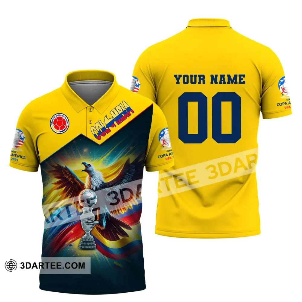 Unisex Shirt Custom Name And Number Colombia Football Euro 2024 Polo Long Sleeve / S T-Shirt