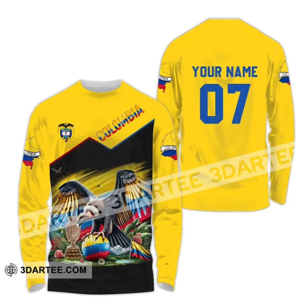 Unisex Shirt - Custom Name And Number Colombia National Team Cup Long Sleeve / S T-Shirt