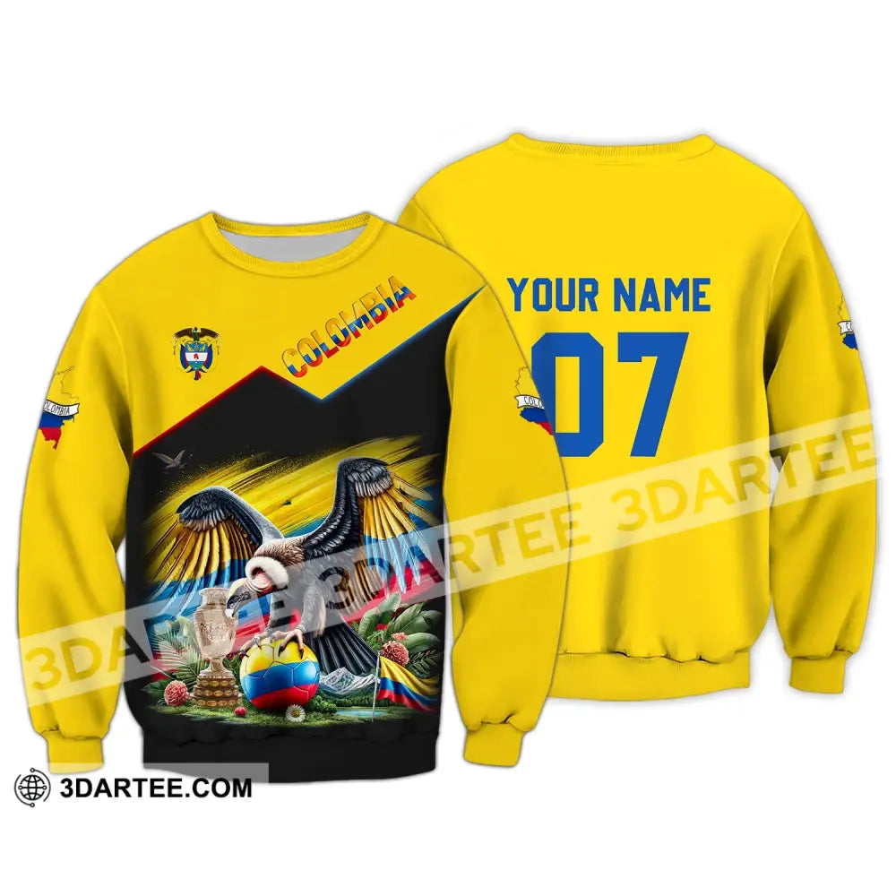 Unisex Shirt - Custom Name And Number Colombia National Team Cup Long Sleeve / S T-Shirt