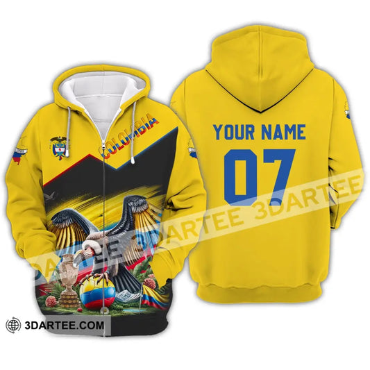 Unisex Shirt - Custom Name And Number Colombia National Team Cup Zipper Hoodie / S T-Shirt