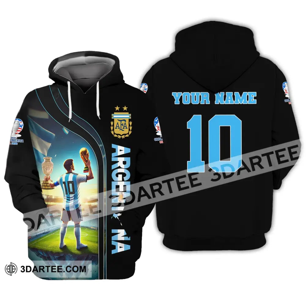 Unisex Shirt Custom Name And Number Copa 2024 Argentina Football Polo Hoodie Long Sleeve / S T-Shirt