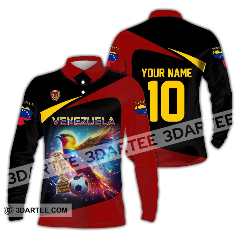 Unisex Shirt - Custom Name And Number Copa 2024 Cup Sport Venezuela Team Long Sleeve Polo / S