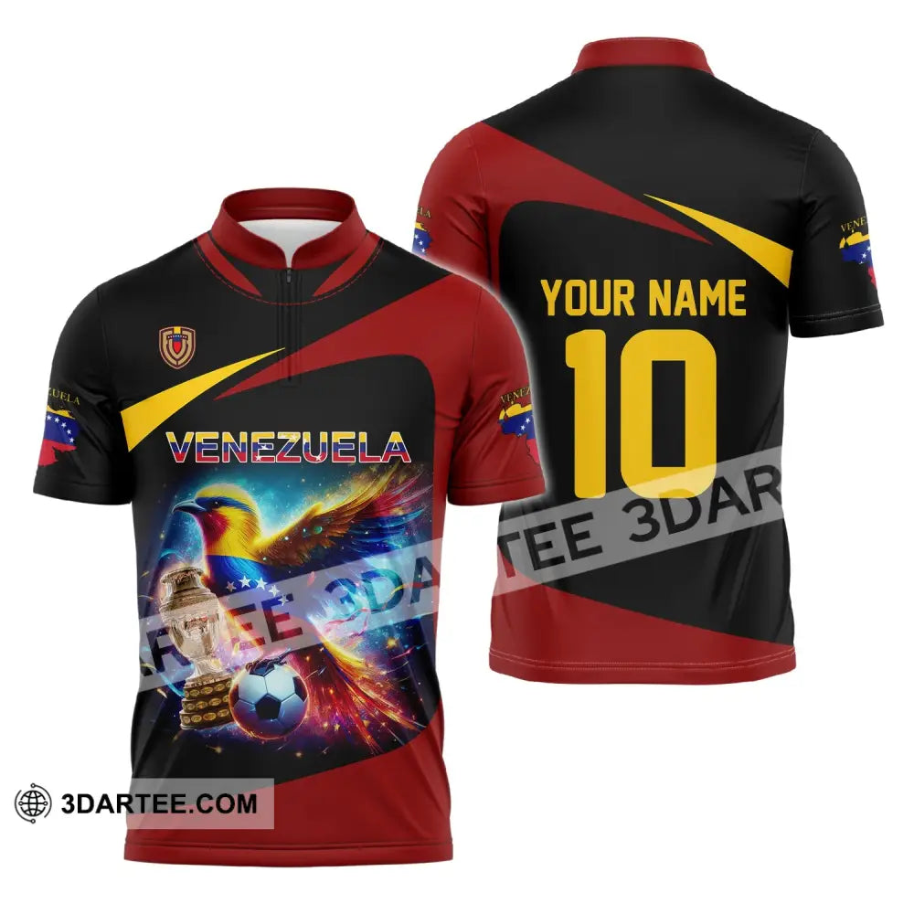 Unisex Shirt - Custom Name And Number Copa 2024 Cup Sport Venezuela Team Zipper Polo / S T-Shirt