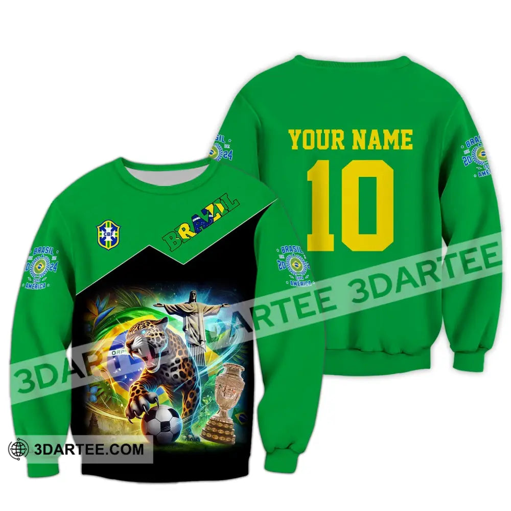 Unisex Shirt - Custom Name And Number Copa 2024 Sport Brazil Team Long Sleeve / S T-Shirt