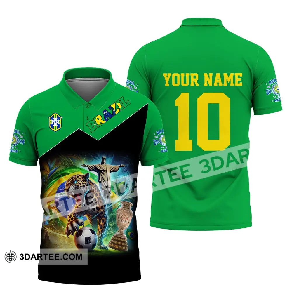 Unisex Shirt - Custom Name And Number Copa 2024 Sport Brazil Team Polo / S T-Shirt