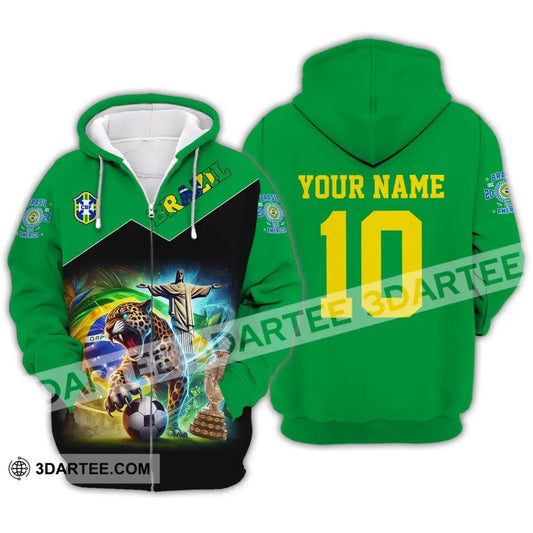 Unisex Shirt - Custom Name And Number Copa 2024 Sport Brazil Team Zipper Hoodie / S T-Shirt