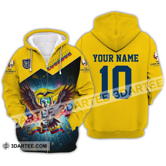 Unisex Shirt - Custom Name And Number Copa 2024 Sport Ecuador Team Zipper Hoodie / S T-Shirt