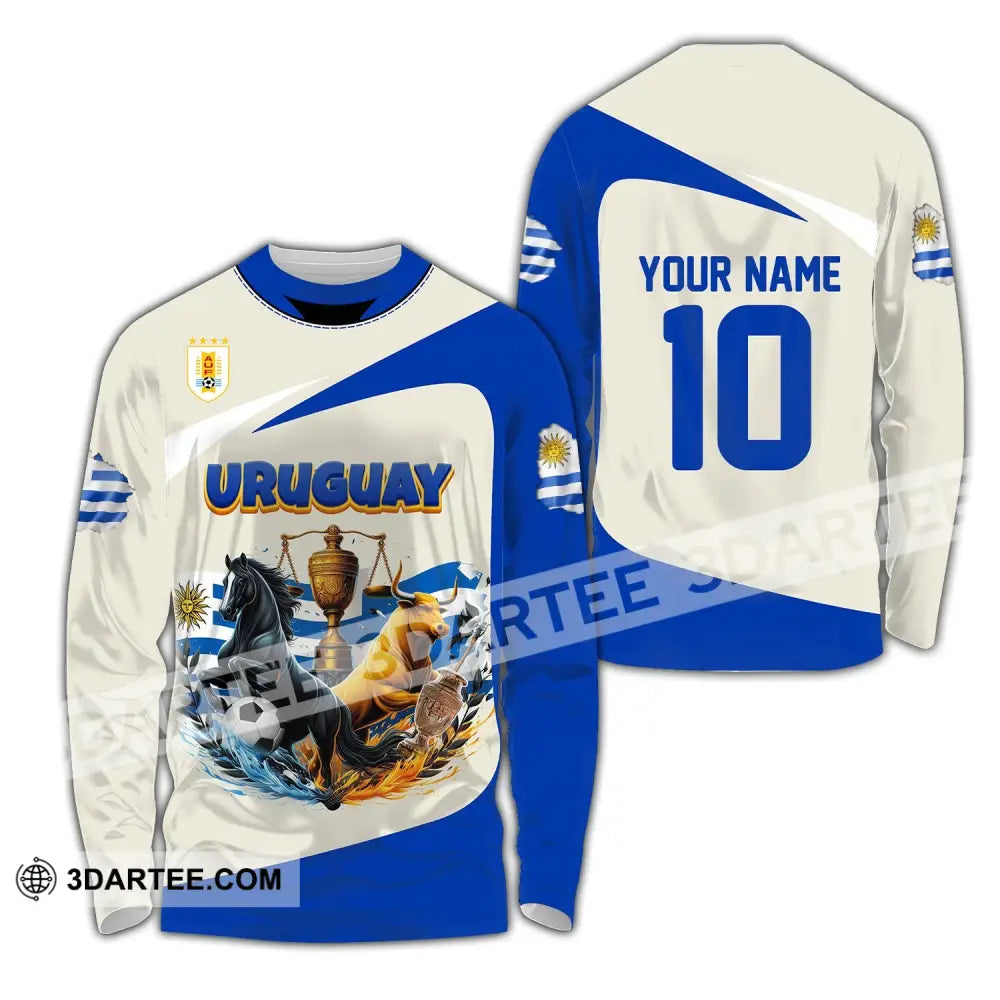 Unisex Shirt - Custom Name And Number Copa 2024 Sport Uruguay Flag Color Long Sleeve / S T-Shirt