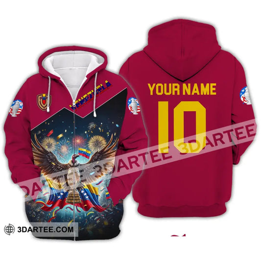 Unisex Shirt - Custom Name And Number Copa 2024 Sport Venezuela Team Zipper Hoodie / S T-Shirt