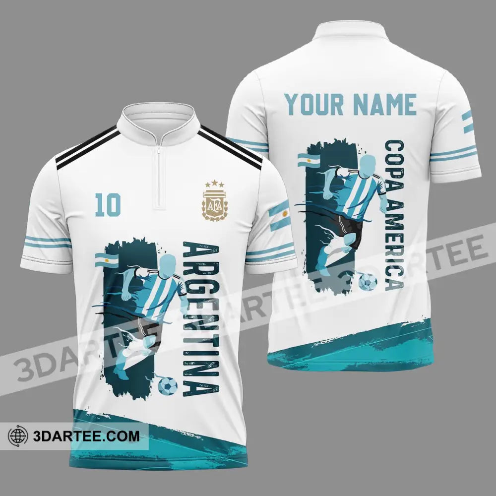 Unisex Shirt - Custom Name And Number Copa America Shirt Argentina - Zipper Polo Shirt / S - T-shirt