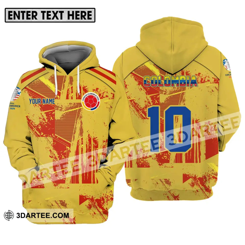 Unisex Shirt - Custom Name And Number Copa America Shirt Golden Colombia Hoodie / S T-shirt