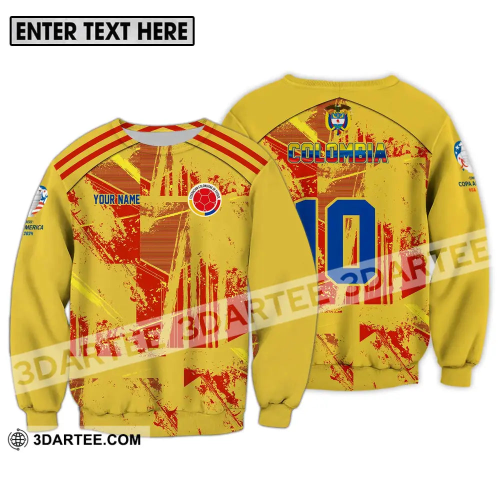 Unisex Shirt - Custom Name And Number Copa America Shirt Golden Colombia Long Sleeve / S T-shirt