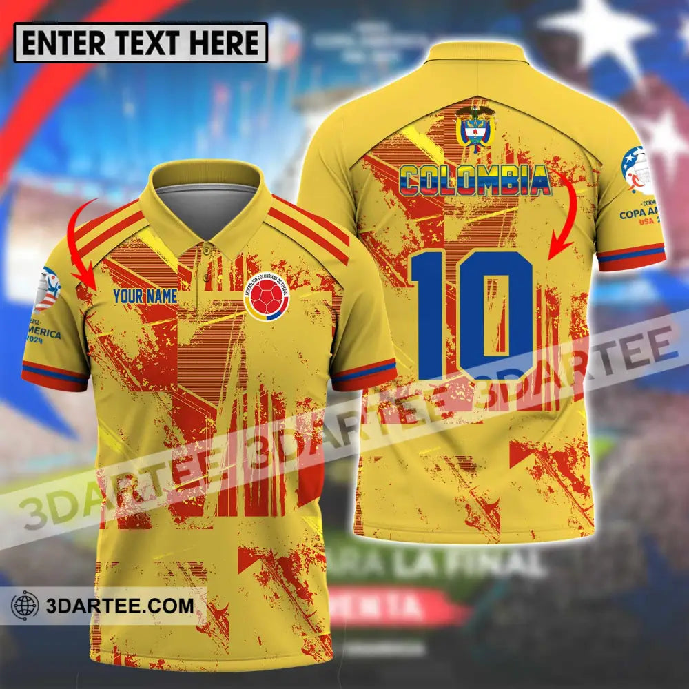 Unisex Shirt - Custom Name And Number Copa America Shirt Golden Colombia T-shirt