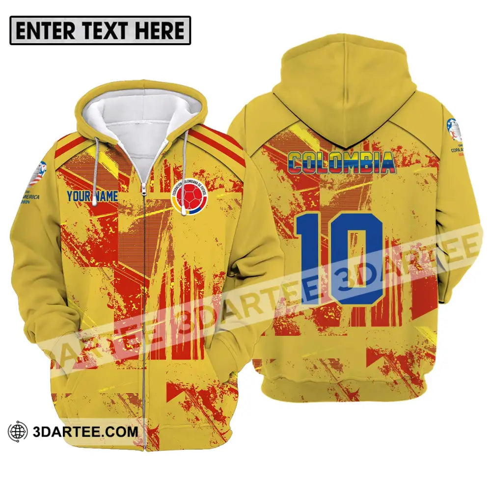 Unisex Shirt - Custom Name And Number Copa America Shirt Golden Colombia Zipper Hoodie / S T-shirt