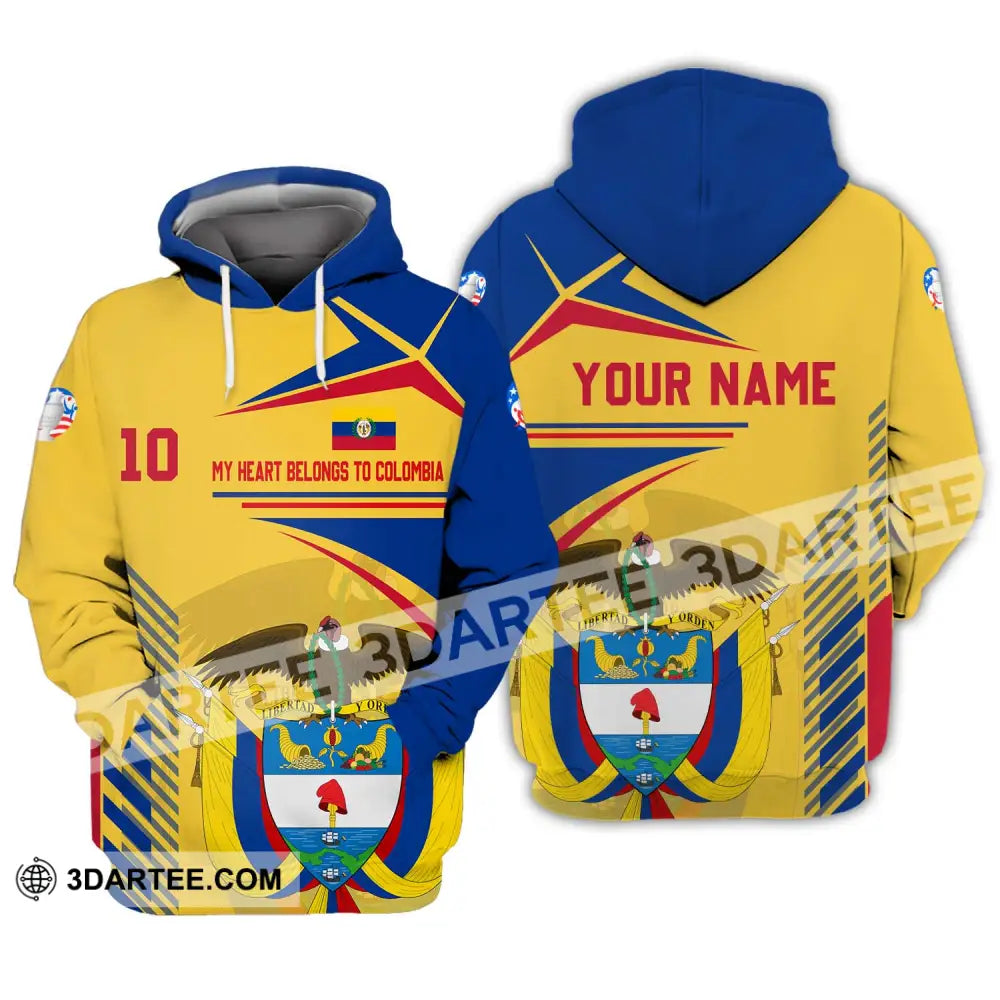 Unisex Shirt - Custom Name And Number Copa America Shirt Golden My Heart Belongs To Colombia Hoodie / S T-shirt