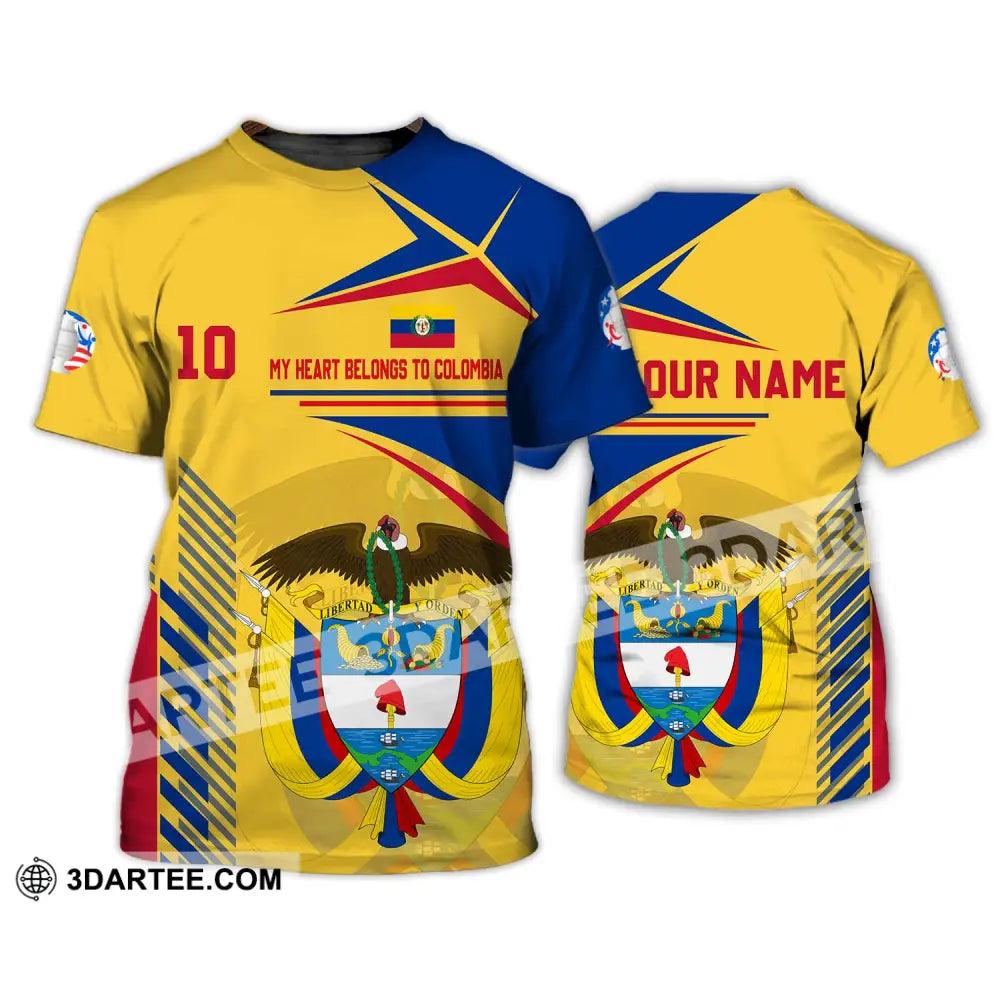 Unisex Shirt - Custom Name And Number Copa America Shirt Golden My Heart Belongs To Colombia T-Shirt / S T-shirt