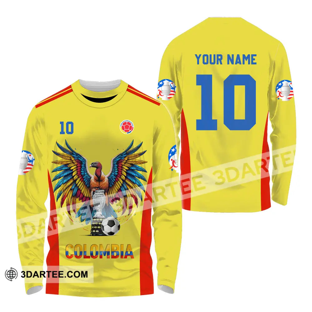 Unisex Shirt - Custom Name And Number Copa America Sport Shirt Colombia Long Sleeve Shirt / S T-shirt