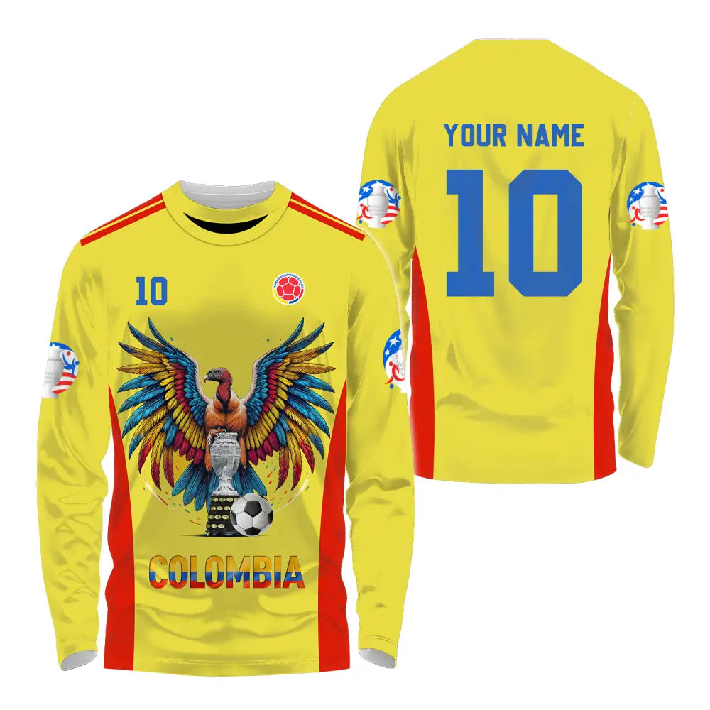 Unisex Shirt - Custom Name And Number Copa America Sport Shirt Colombia Long Sleeve Shirt / S T-shirt