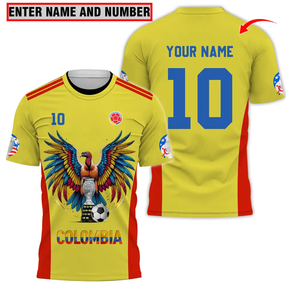 Unisex Shirt - Custom Name And Number Copa America Sport Shirt Colombia T-shirt
