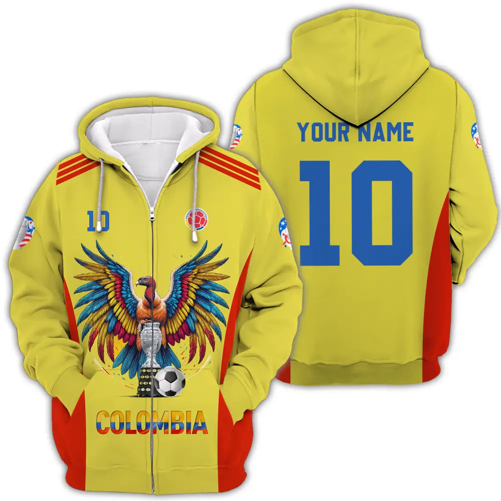 Unisex Shirt - Custom Name And Number Copa America Sport Shirt Colombia Zipper Hoodie / S T-shirt
