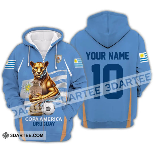 Unisex Shirt - Custom Name And Number Copa America Sport Uruguay Zipper Hoodie / S T-Shirt