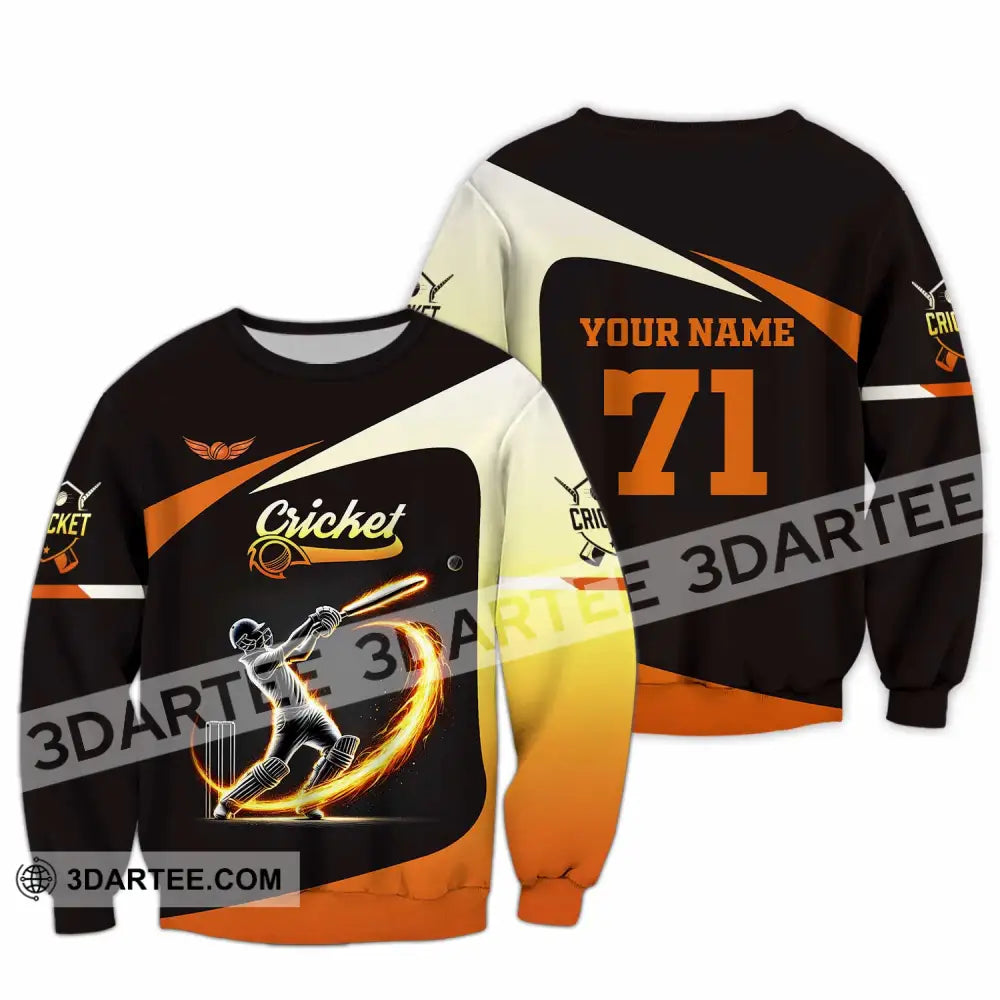 Unisex Shirt Custom Name And Number Cricket Ball Hoodie Long Sleeve / S T-Shirt