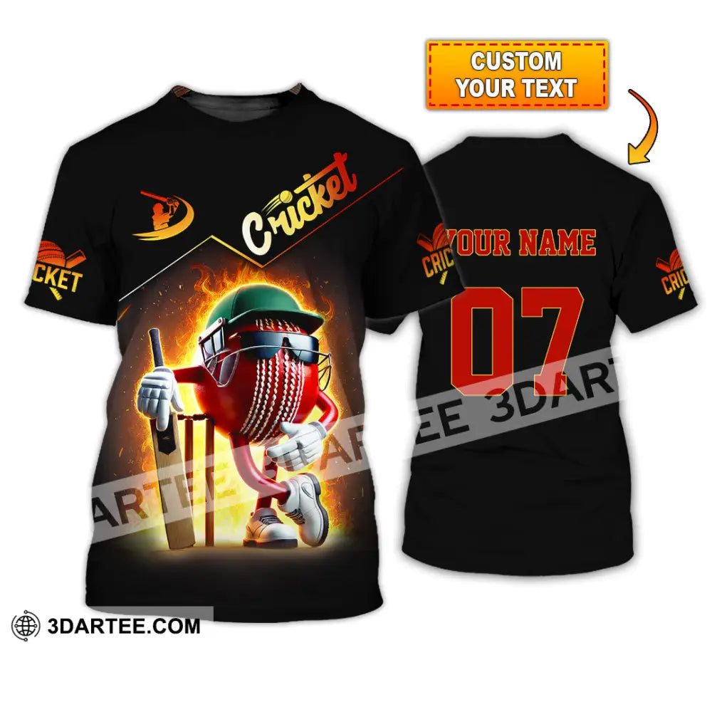 Unisex Shirt Custom Name And Number Cricket Ball Lover Gift T-Shirt