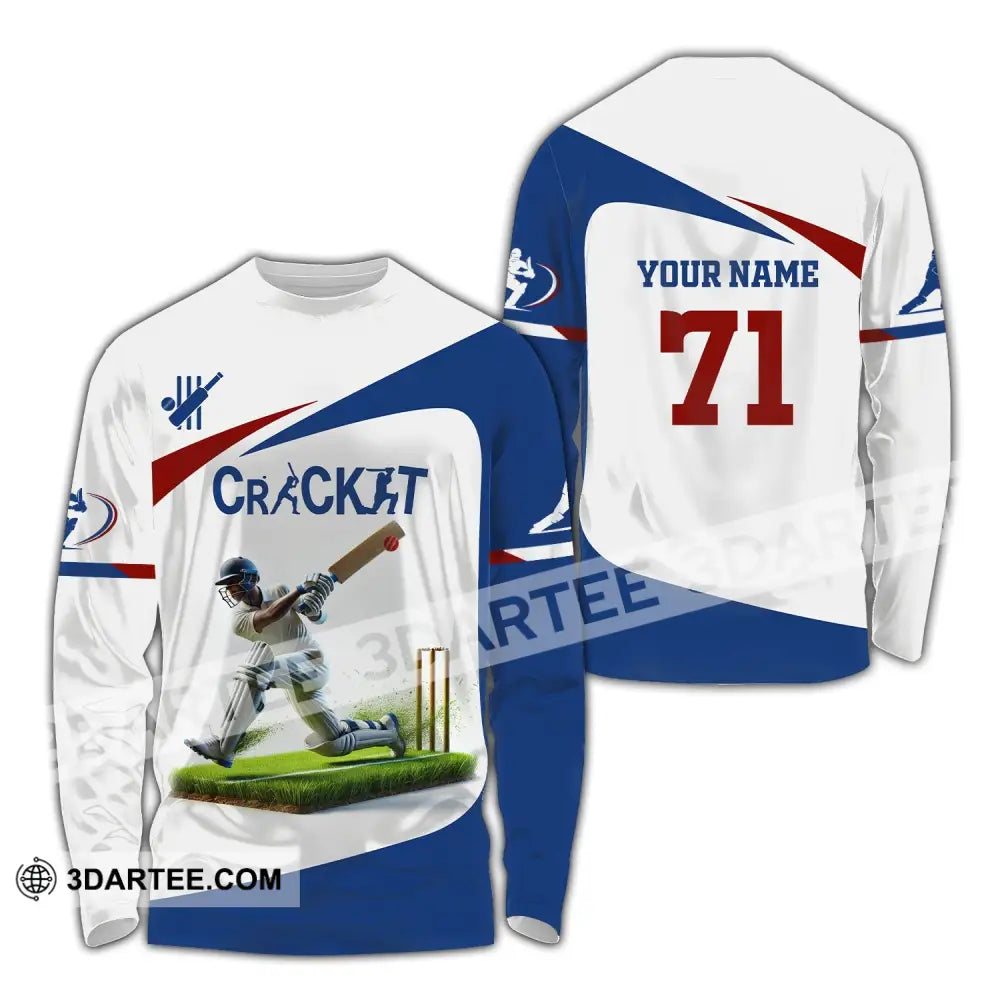 Unisex Shirt Custom Name And Number Cricket Ball Polo Long Sleeve T-Shirt / S T-Shirt