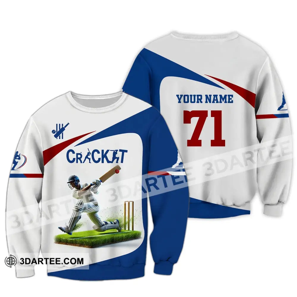 Unisex Shirt Custom Name And Number Cricket Ball Polo Long Sleeve T-Shirt / S T-Shirt