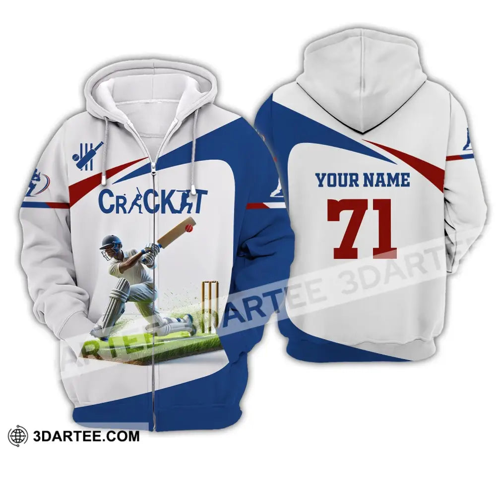 Unisex Shirt Custom Name And Number Cricket Ball Polo Long Sleeve T-Shirt Zipper Hoodie / S T-Shirt