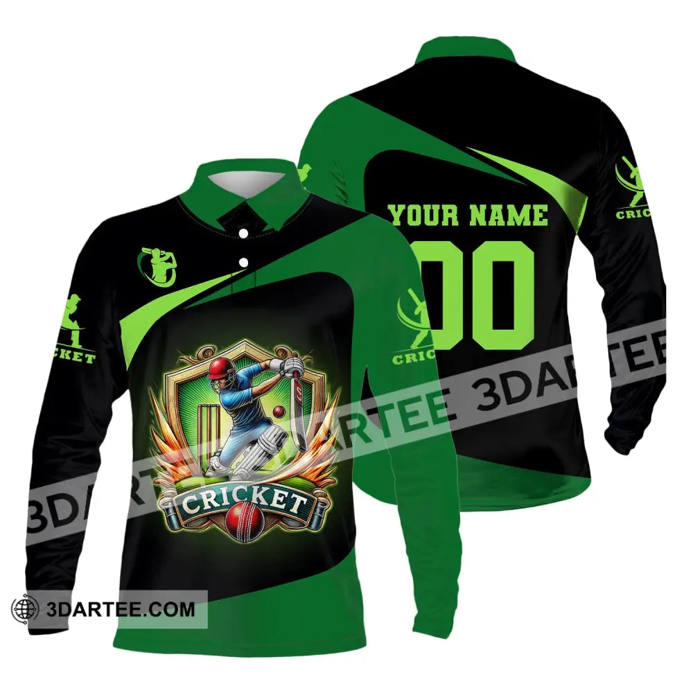 Unisex Shirt Custom Name And Number Cricket Lover Hoodie Polo Long Sleeve Gift For Players / S