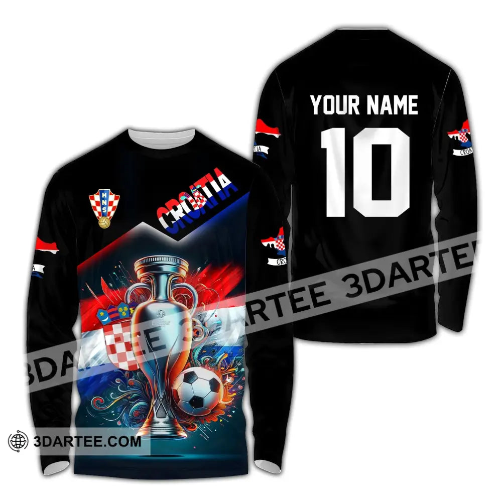 Unisex Shirt Custom Name And Number Croatia Football Polo Euro 2024 Hoodie Long Sleeve / S T-Shirt