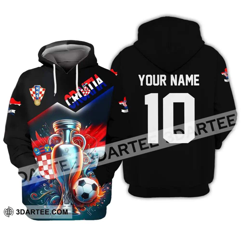 Unisex Shirt Custom Name And Number Croatia Football Polo Euro 2024 Hoodie Long Sleeve / S T-Shirt