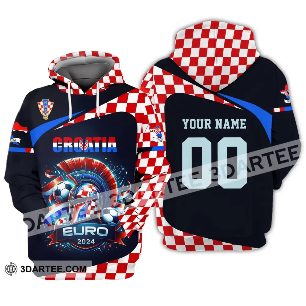 Unisex Shirt Custom Name And Number Croatia Football Polo Long Sleeve Euro 2024 Hoodie / S T-Shirt