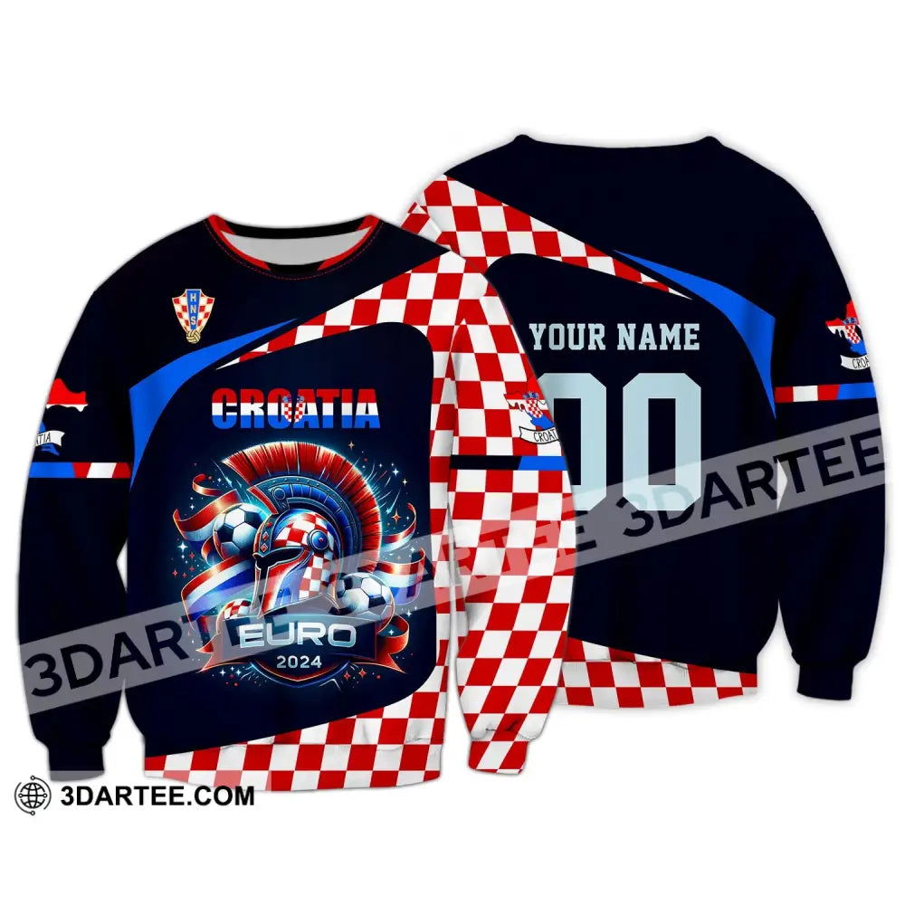 Unisex Shirt Custom Name And Number Croatia Football Polo Long Sleeve Euro 2024 / S T-Shirt