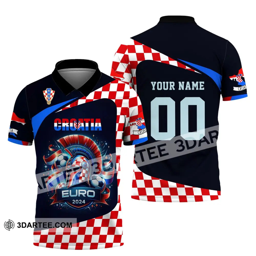 Unisex Shirt Custom Name And Number Croatia Football Polo Long Sleeve Euro 2024 / S T-Shirt