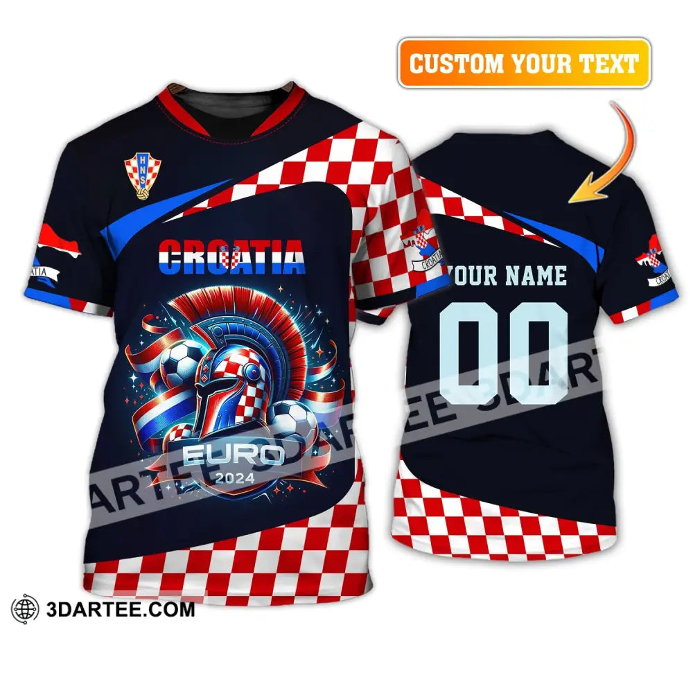 Unisex Shirt Custom Name And Number Croatia Football Polo Long Sleeve Euro 2024 T-Shirt