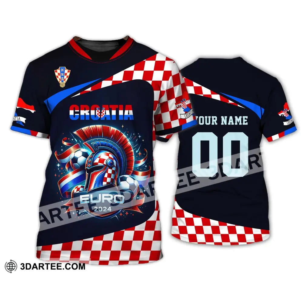 Unisex Shirt Custom Name And Number Croatia Football Polo Long Sleeve Euro 2024 T-Shirt / S