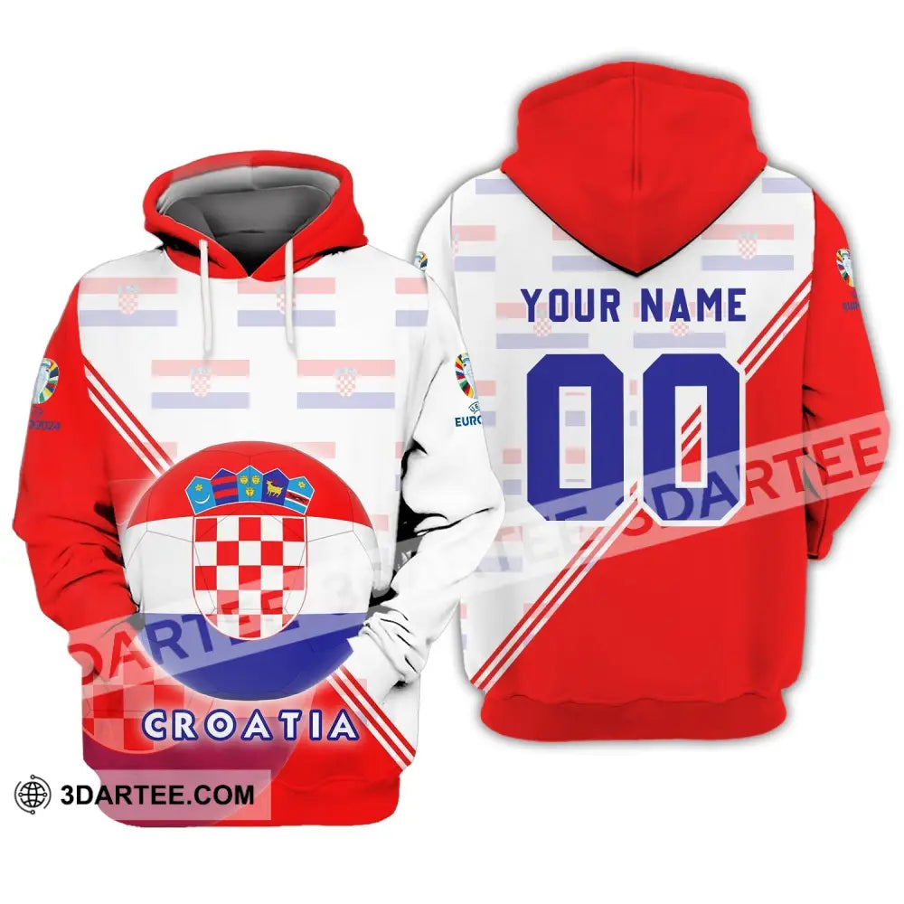 Unisex Shirt - Custom Name And Number Croatia National Team Euro 2024 Hoodie / S T-Shirt