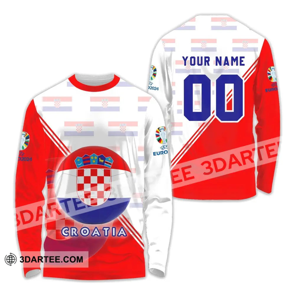 Unisex Shirt - Custom Name And Number Croatia National Team Euro 2024 Long Sleeve / S T-Shirt