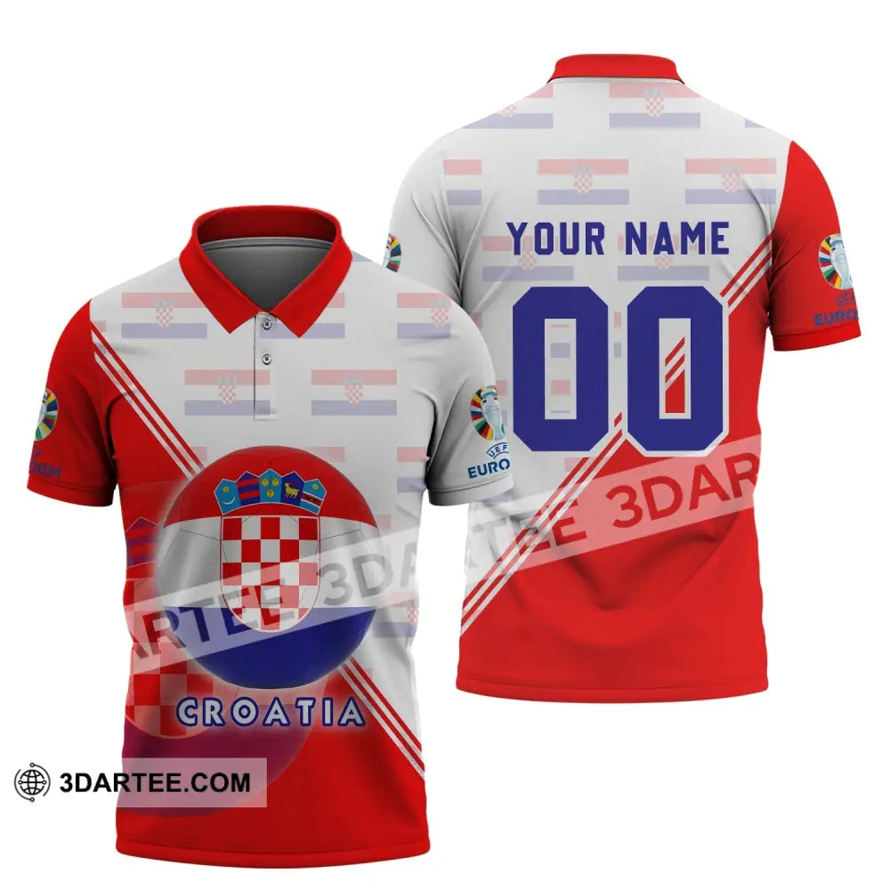 Unisex Shirt - Custom Name And Number Croatia National Team Euro 2024 Polo / S T-Shirt