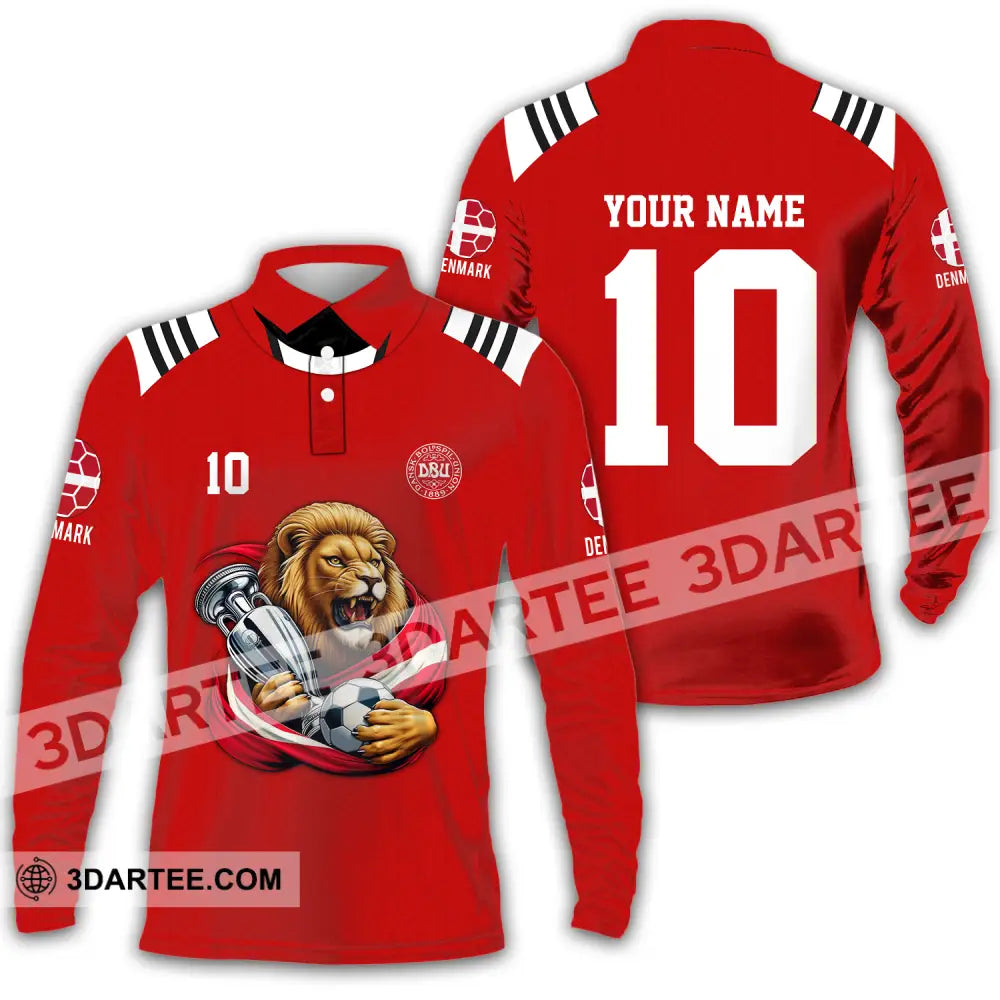 Unisex Shirt - Custom Name And Number Denmark Euro 2024 Football Polo Long Sleeve / S T-Shirt