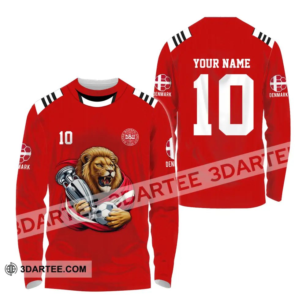 Unisex Shirt - Custom Name And Number Denmark Euro 2024 Football Polo Long Sleeve / S T-Shirt