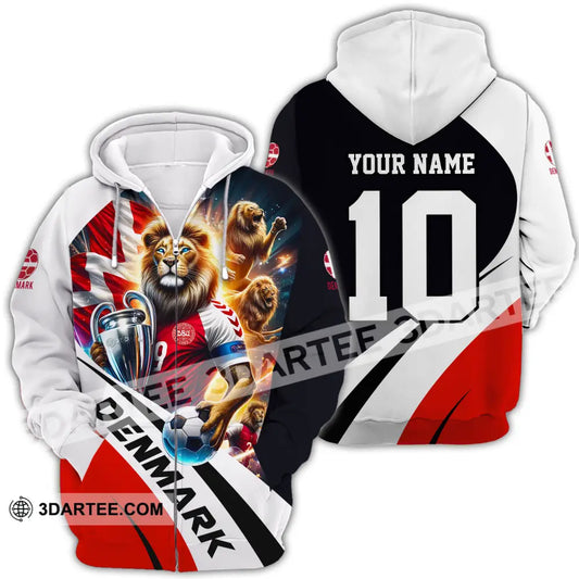 Unisex Shirt - Custom Name And Number Denmark Euro 2024 National Team Zipper Hoodie / S T-Shirt